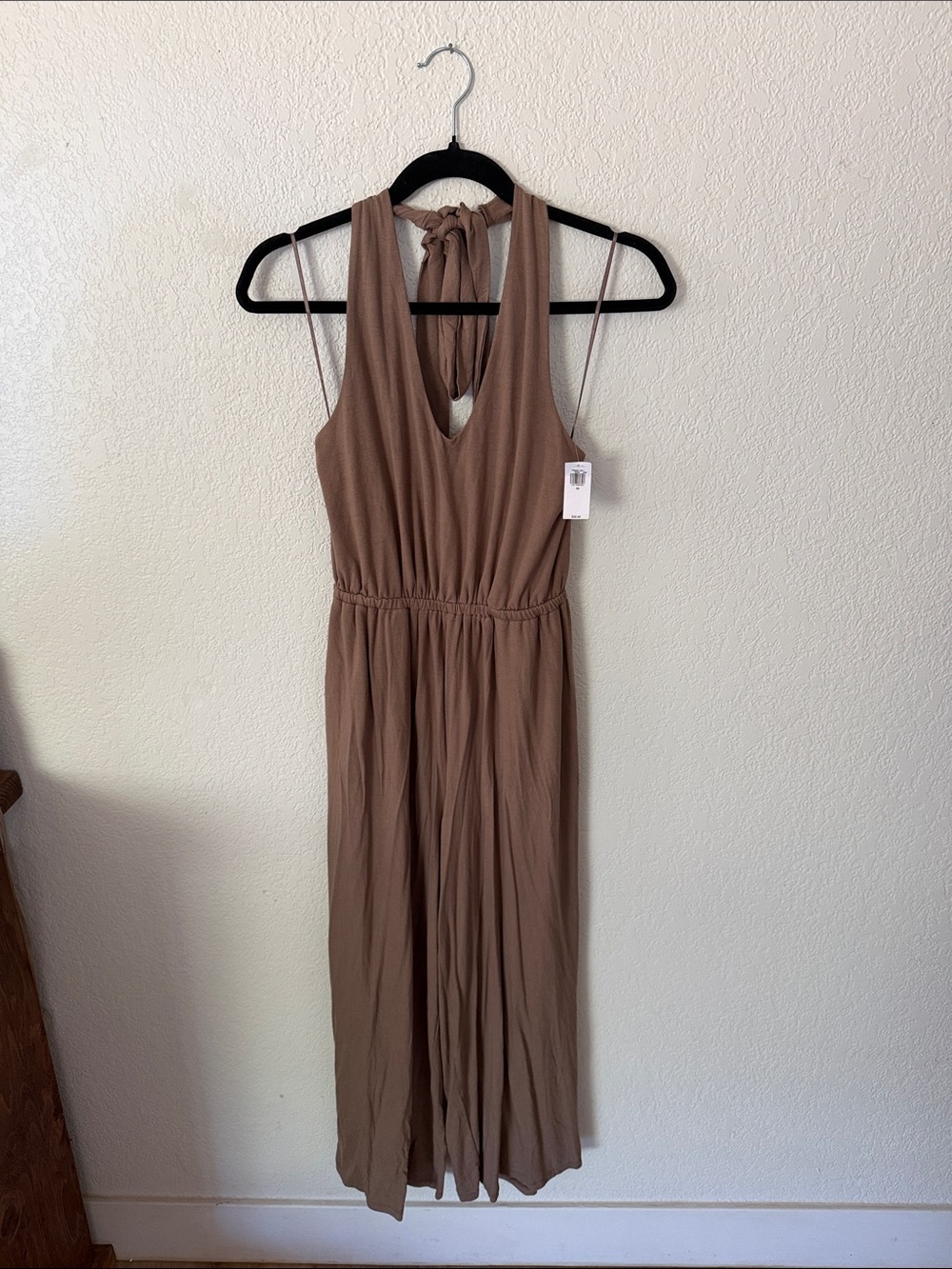 (4 for 20) Old Navy Taupe Halter-Back Wide-Leg Jumpsuit